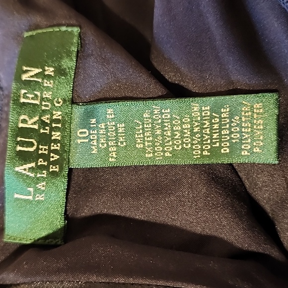 New Lauren by Ralph Lauren dress navy blue mesh overlay sequined cap sleeve 10 - Picture 11 of 11